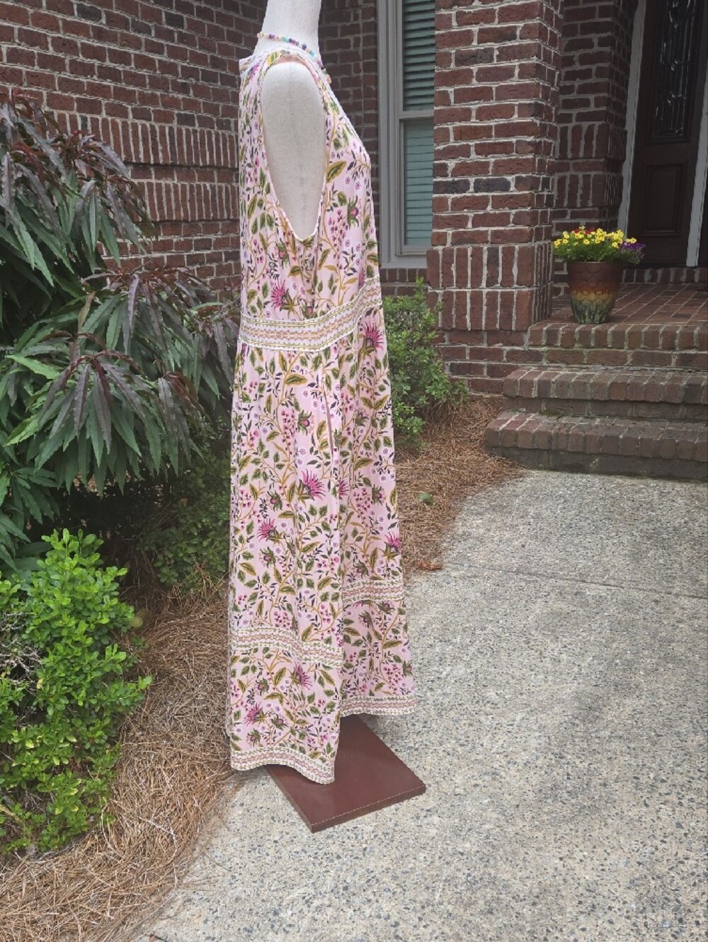 Spartina 449 Floral Maxi Dress in Pink and Green - Picture 5 of 10
